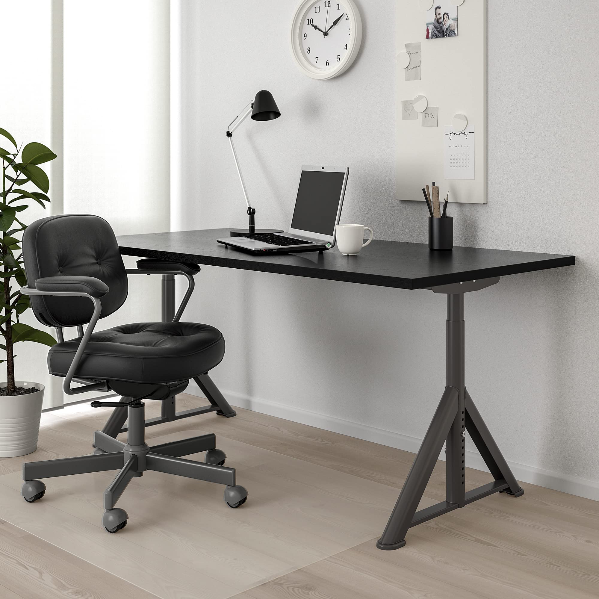 Amazon.co.jp: IKEA IDÅSEN デスク 160x80cm ブラック/ダークグレー